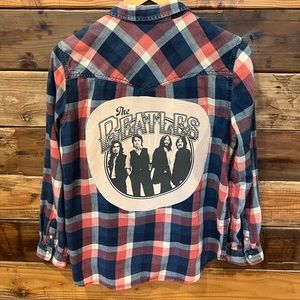 The Beatles One-of-a-Kind Custom MadAndie American Eagle Outfitters Flannel - M